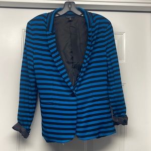 Royal blue and black, striped cotton blazer